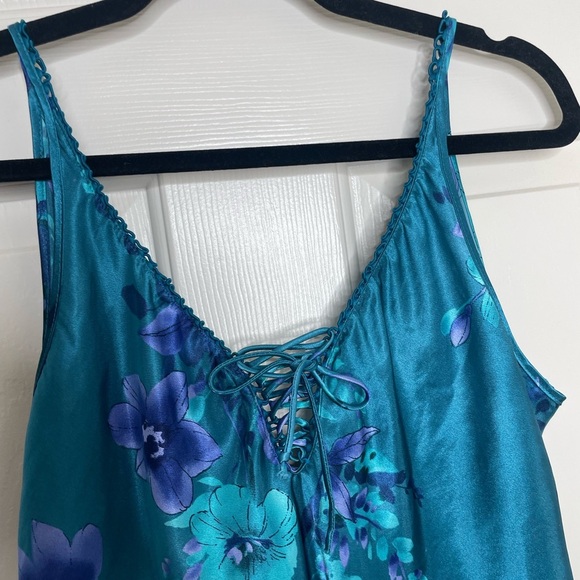 Vintage blue and purple floral slip dress | L - Picture 4 of 9